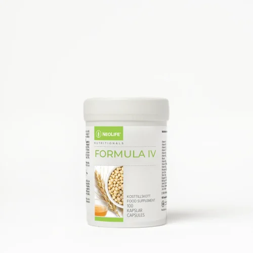 NeoLife Formula IV bottle of 100 softgel capsules, an 18-nutrient multivitamin and mineral supplement with iron