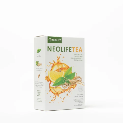 NeoLifeTea box of 15 on-the-go sticks, a blend of green, black and white teas with ginseng, codonopsis and rhodiola
