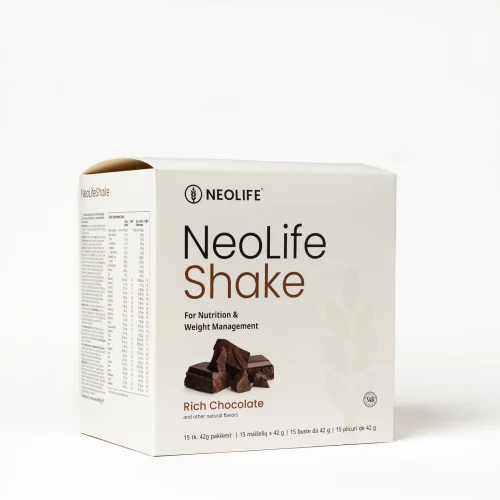 NeoLifeShake Rich Chocolate meal replacement protein shake, box of 15 sachets
