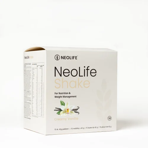 NeoLifeShake Creamy Vanilla meal replacement protein shake, box of 15 sachets