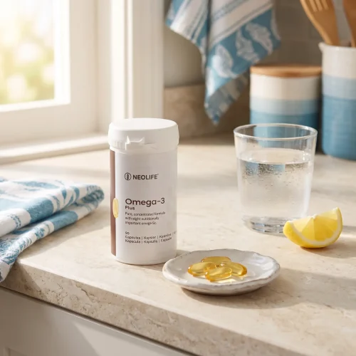 NeoLife Omega-3 Plus Fish Oil Supplement - lifestyle photo