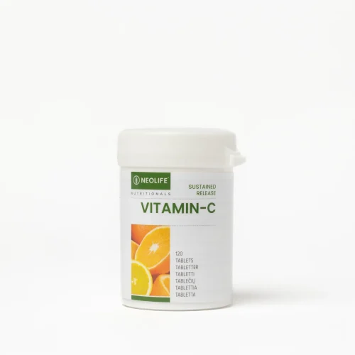 NeoLife Sustained Release Vitamin C bottle of 120 tablets, 200 mg vitamin C released over 6 to 8 hours