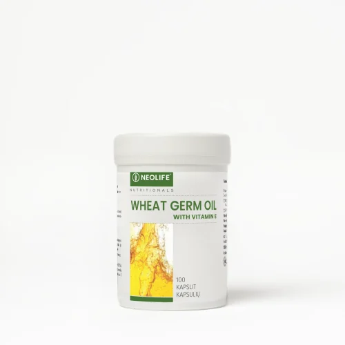 NeoLife Wheat Germ Oil with Vitamin E bottle of 100 capsules, natural vitamin E from cold-pressed wheat germ oil