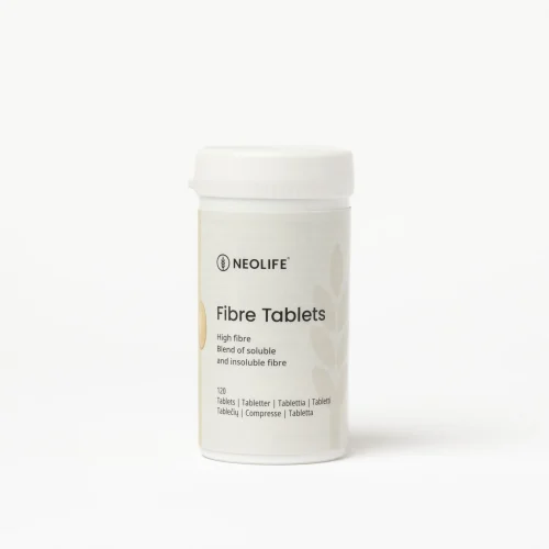 NeoLife Fibre Tablets bottle of 120 tablets, a blend of soluble and insoluble fruit, vegetable and grain fibres